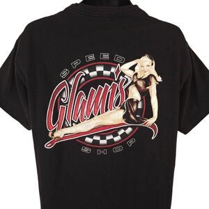 Glamis Speed Shop T Shirt Mens Size Large Black Biker Motorcycle Pin Up Girl